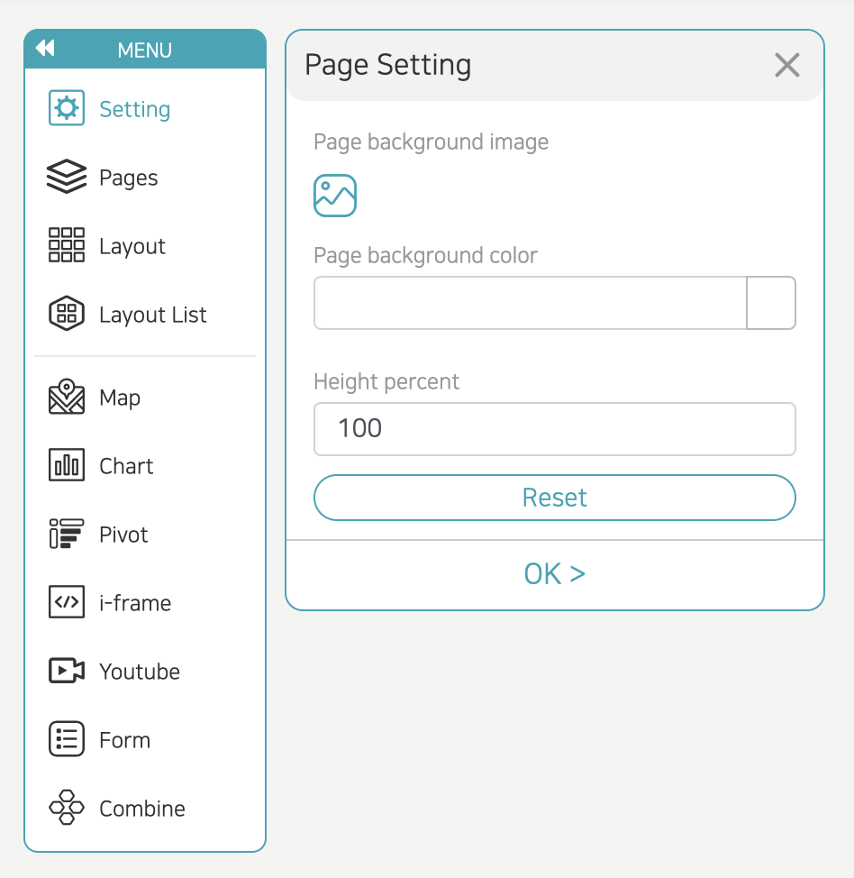 Pages editor Setting