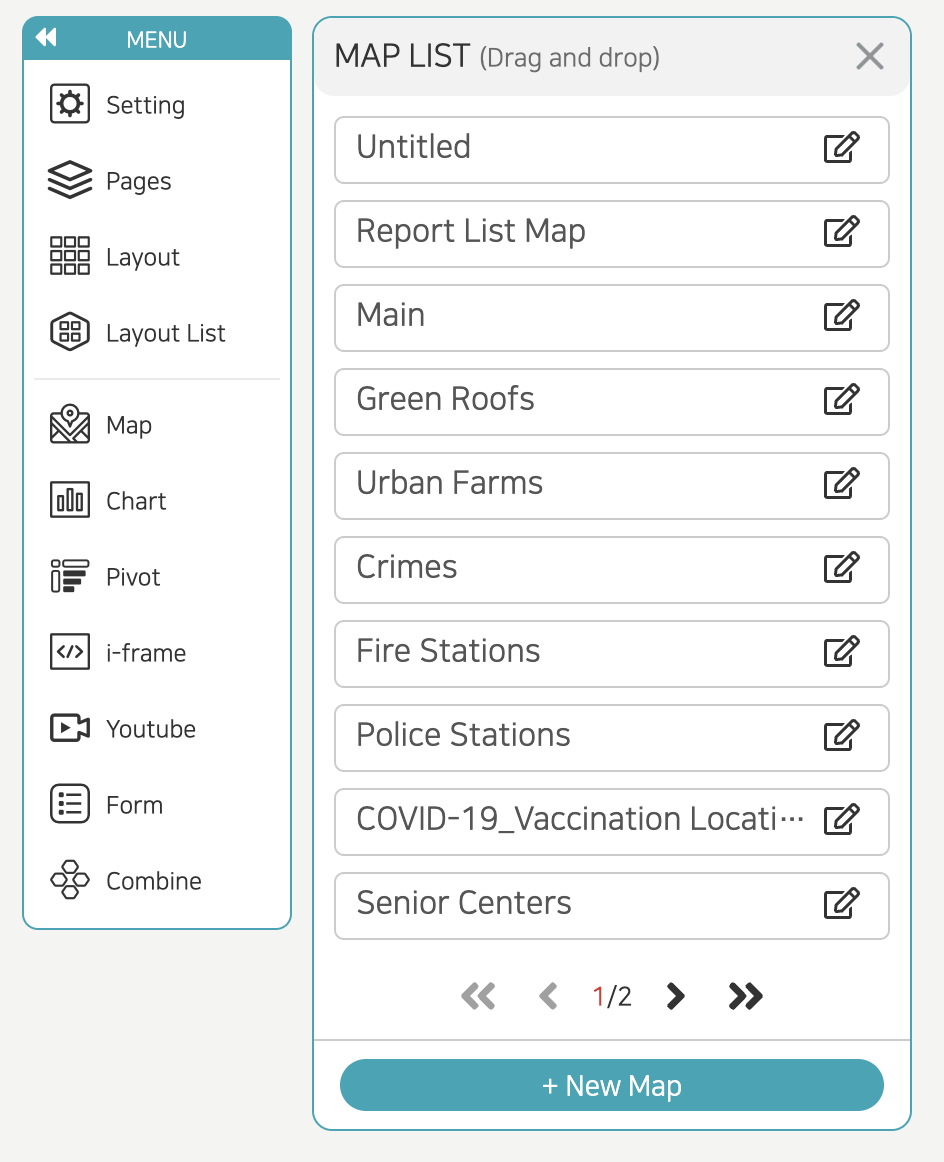 Pages editor Map