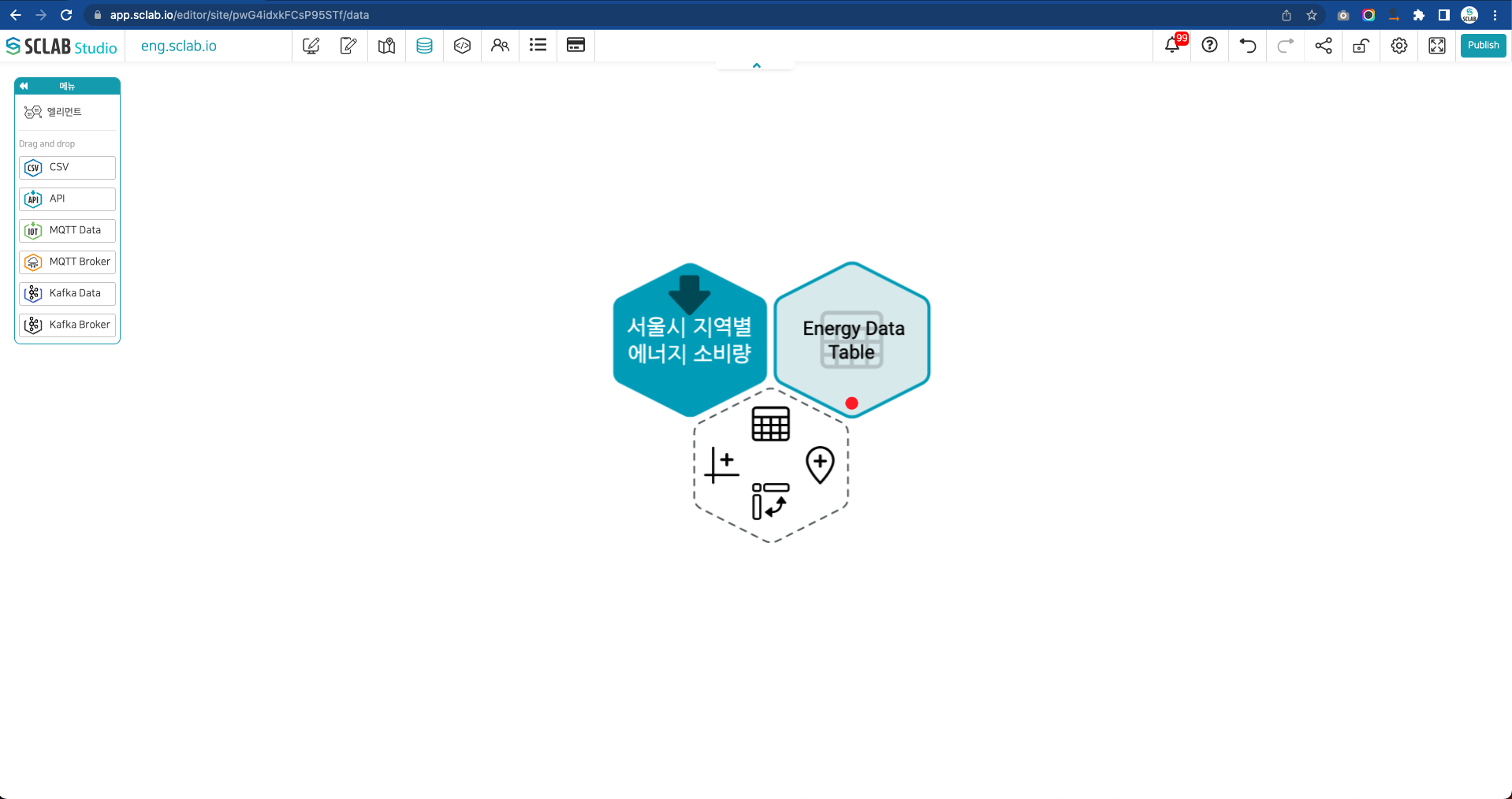 Data Table Hexagon